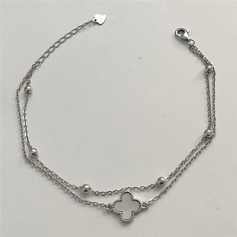 PULSEIRA VANCLEEF DUPLA MADRE E BOLINHAS PRATA 925