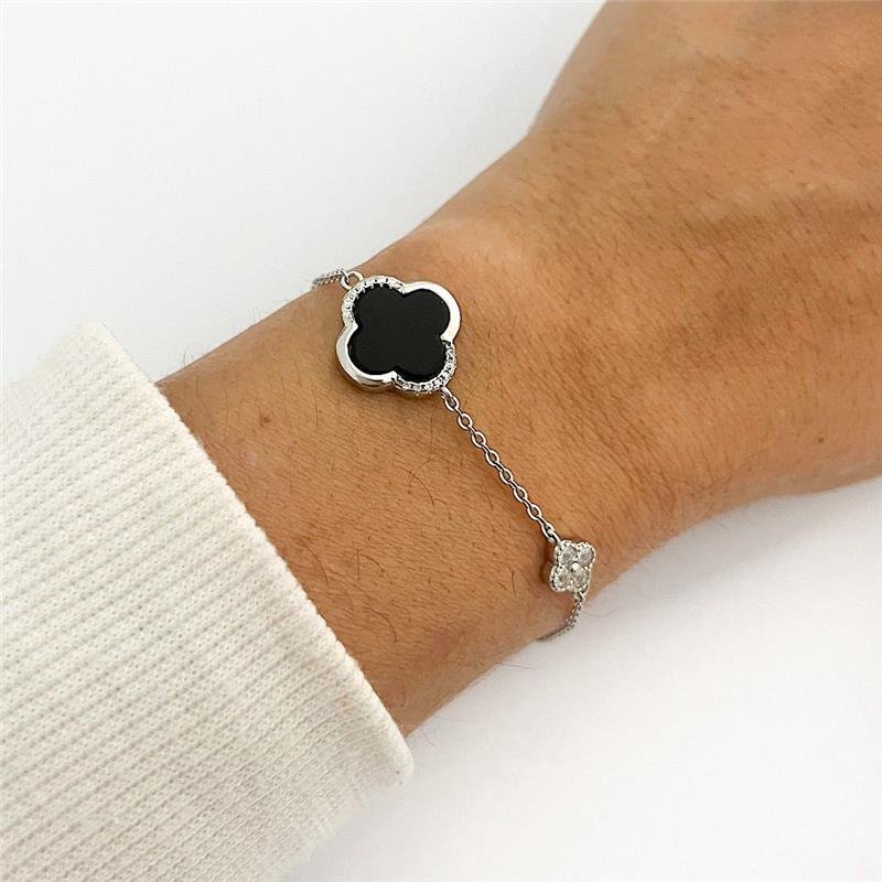 PULSEIRA VANCLEEF ONIX PRATA 925 