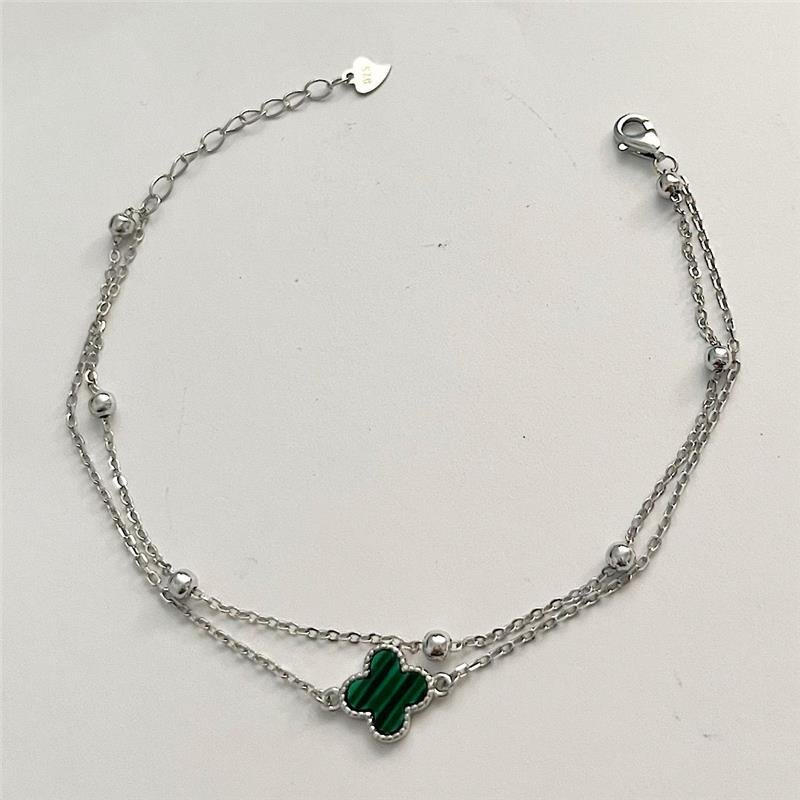 PULSEIRA VANCLEEF DUPLA MALAQUITA E BOLINHAS PRATA 925