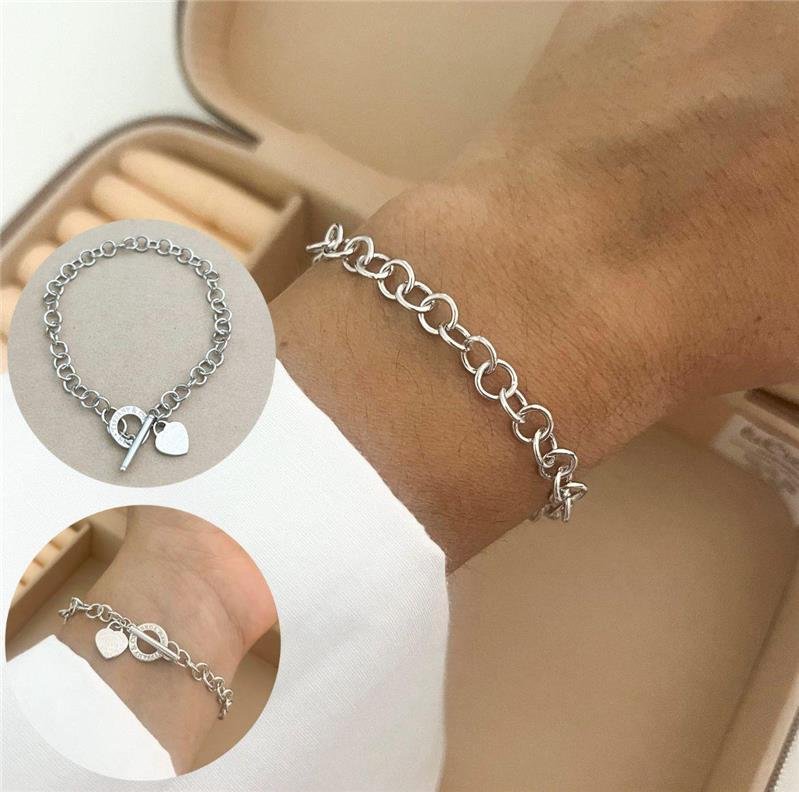 PULSEIRA INSPIRAÇÃO TIFFANY ELOS COM PINGENTE PRATA BALI 925