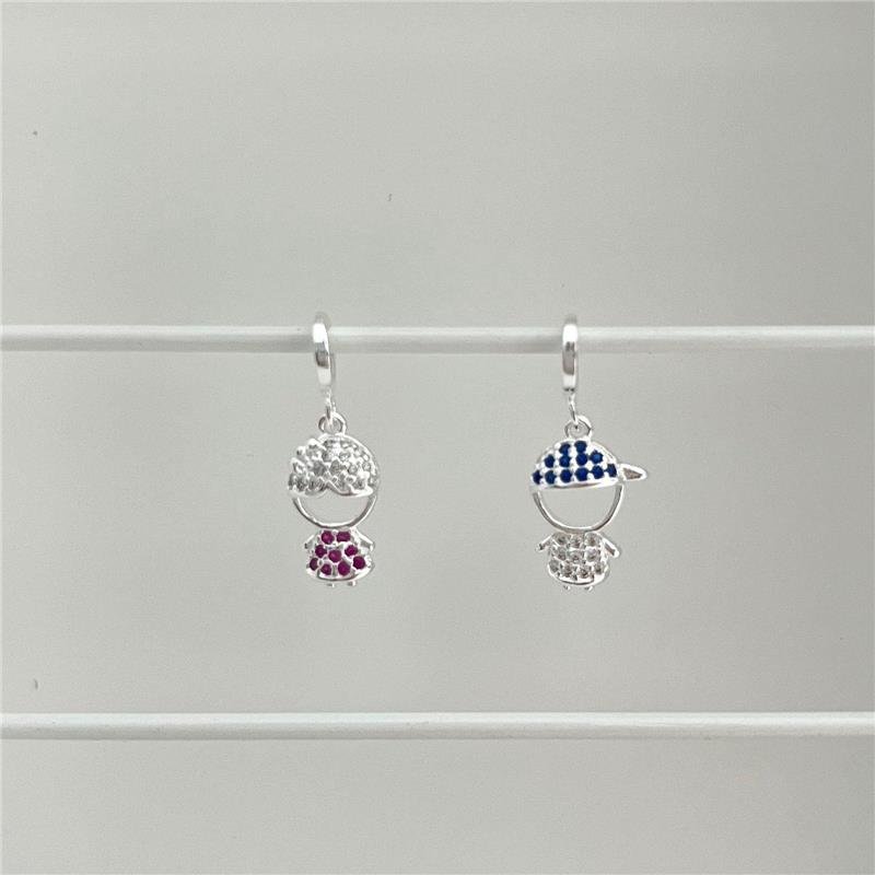 BERLOQUE MENINO BONÉ CRAVEJADO AZUL PRATA 925