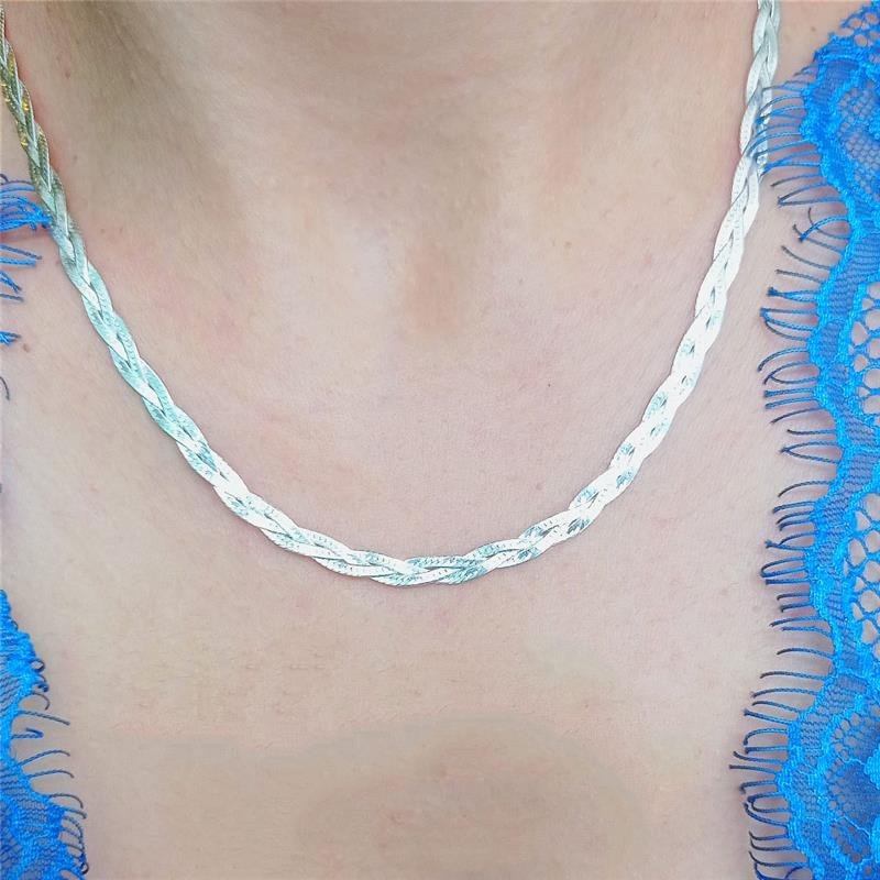 COLAR TRANÇADO 3 FIOS 45CM PRATA 925