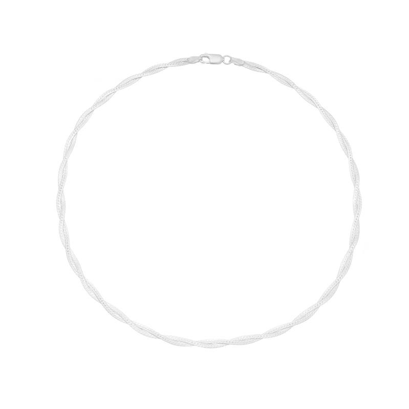 COLAR TRANÇADO 2 FIOS 45CM PRATA 925