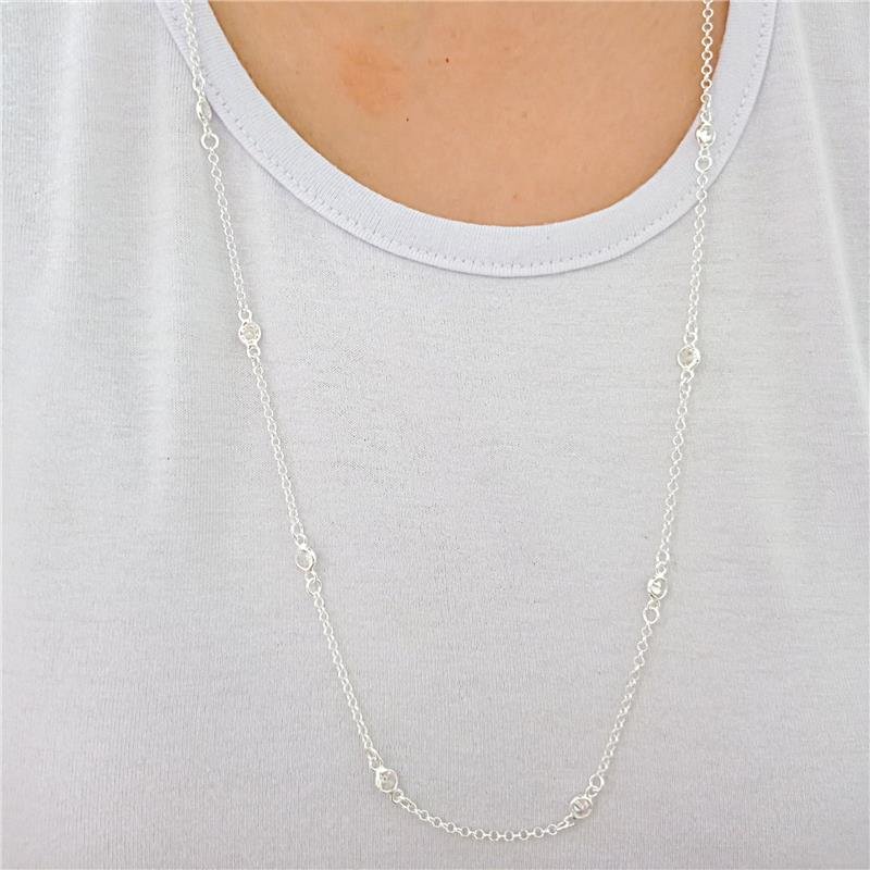 COLAR TIFANNY ZIRCÔNIAS CRISTAL 70CM PRATA 925