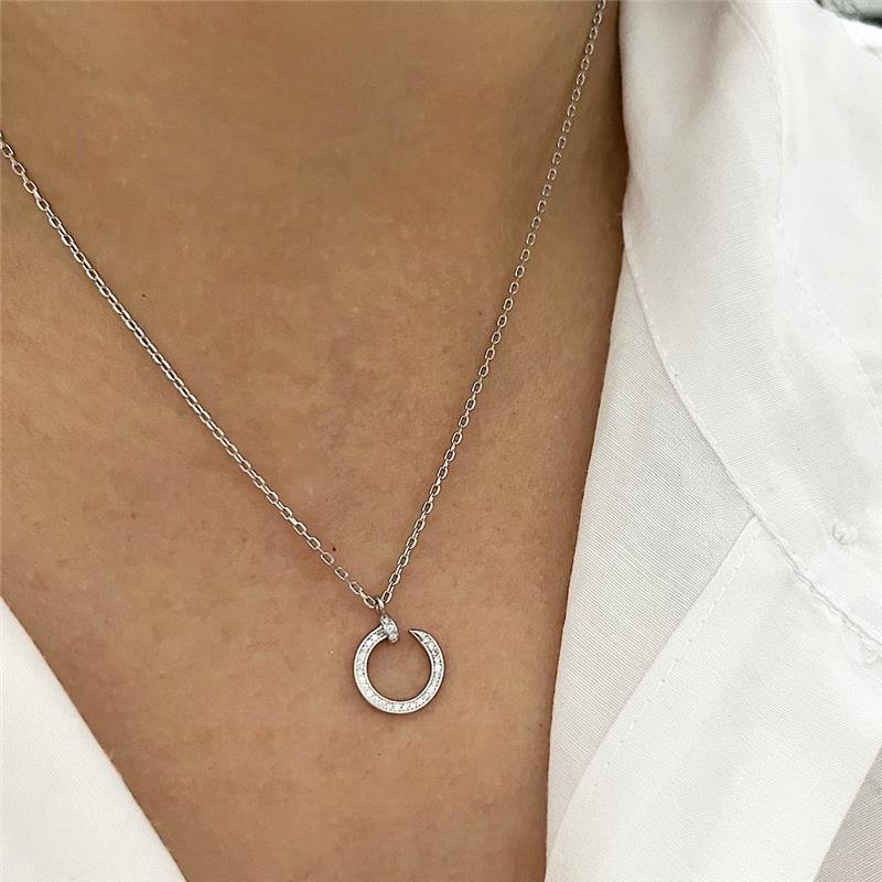 COLAR PREGO CRAVEJADO RÓDIO PRATA 925