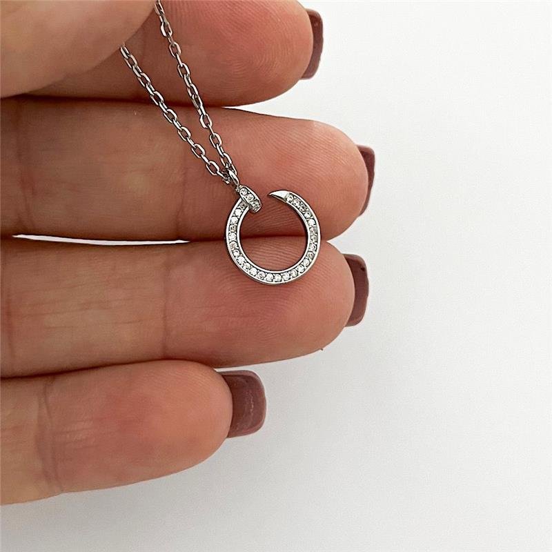 COLAR PREGO CRAVEJADO RÓDIO PRATA 925