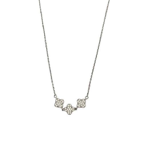 COLAR VANCLEEF 3 TREVOS CRISTAL PRATA 925