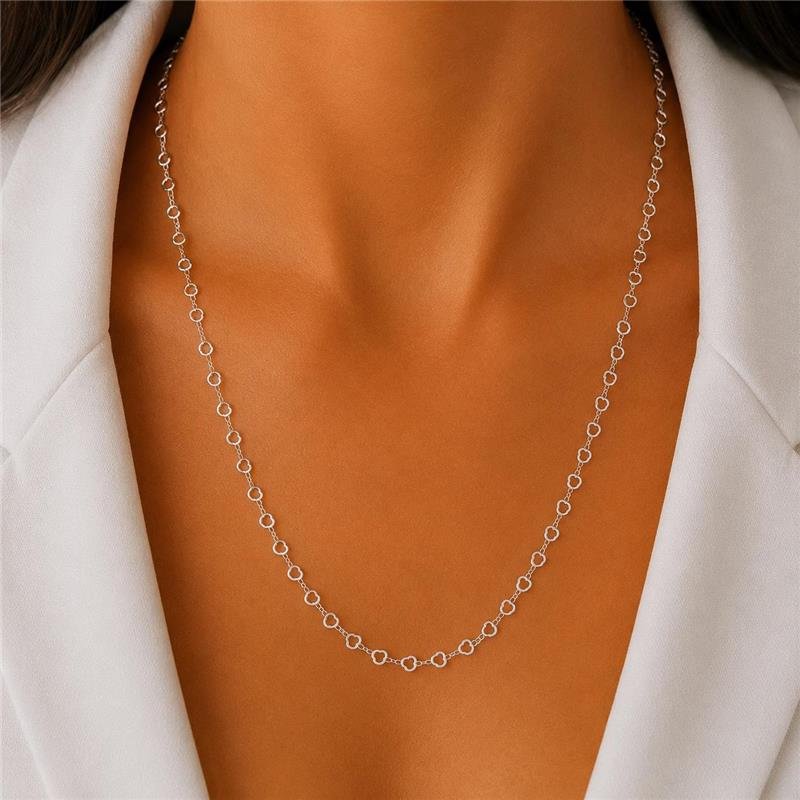 COLAR ELO CORAÇÕES 60CM PRATA 925