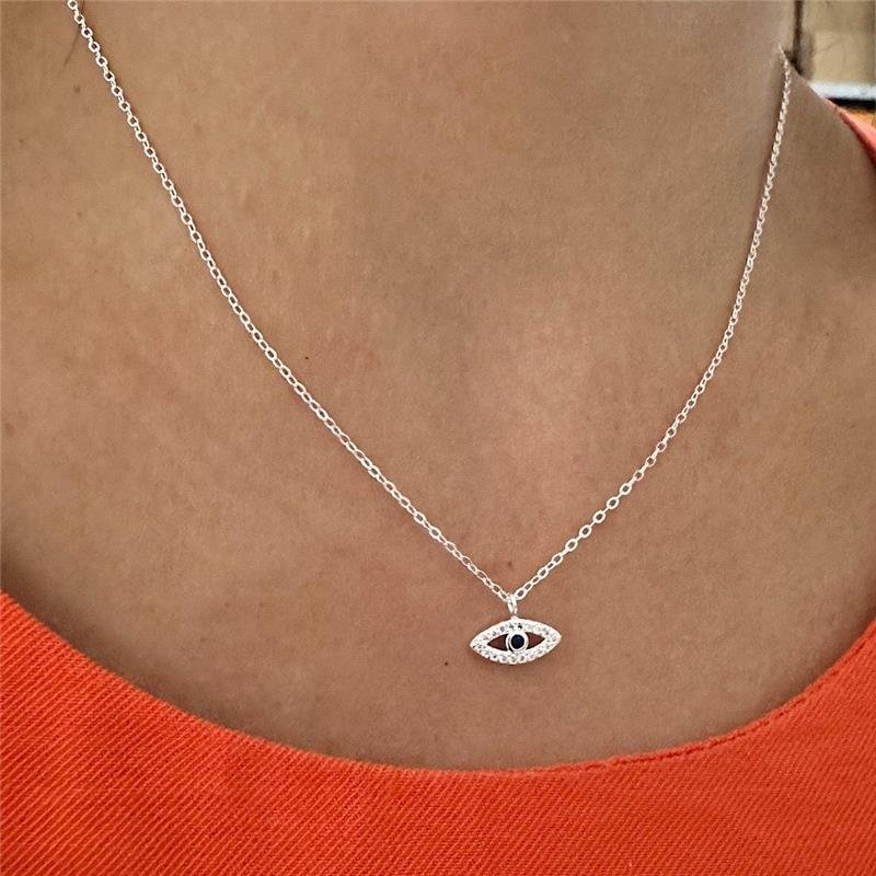 COLAR OLHO GREGO CRAVEJADO PRATA 925