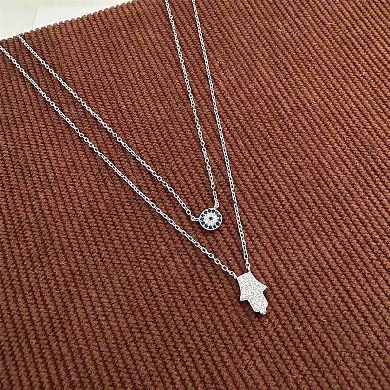 COLAR OLHO GREGO E MÃO DE FÁTIMA PRATA 925