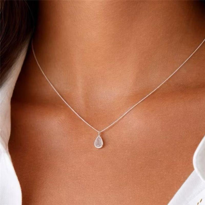 COLAR PONTO DE LUZ GOTA 5MM 45CM V12 PRATA 925