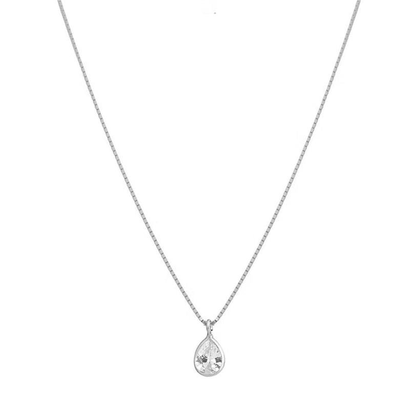 COLAR PONTO DE LUZ GOTA 5MM 45CM V12 PRATA 925