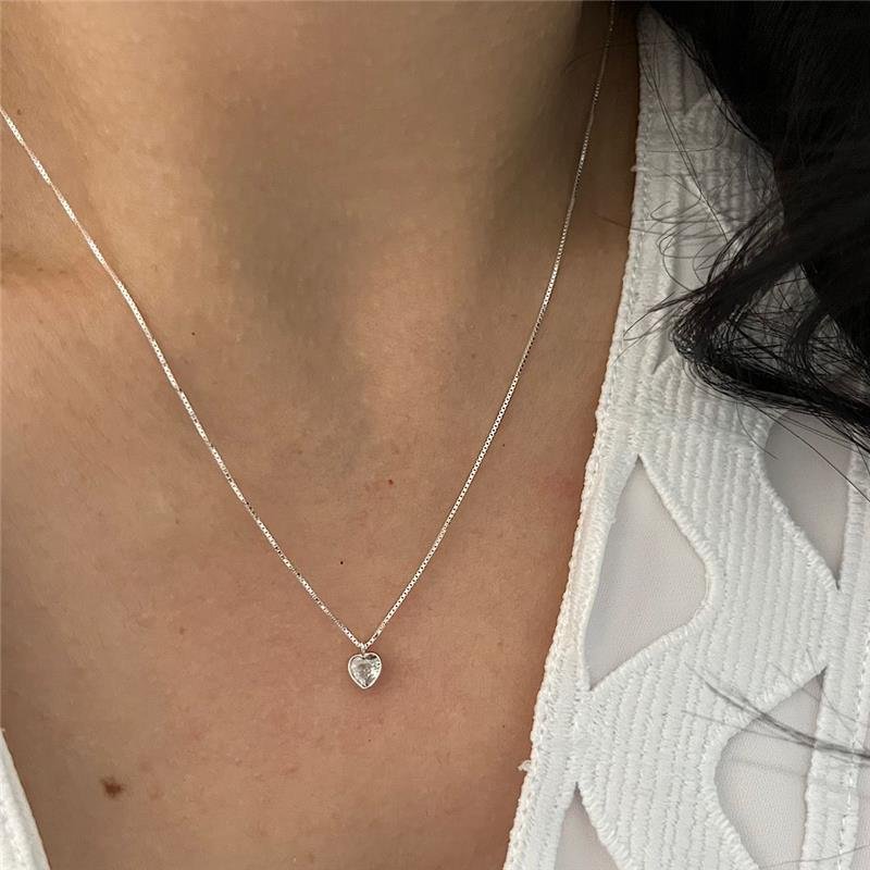 COLAR PONTO DE LUZ CORAÇÃO 40CM PRATA 925