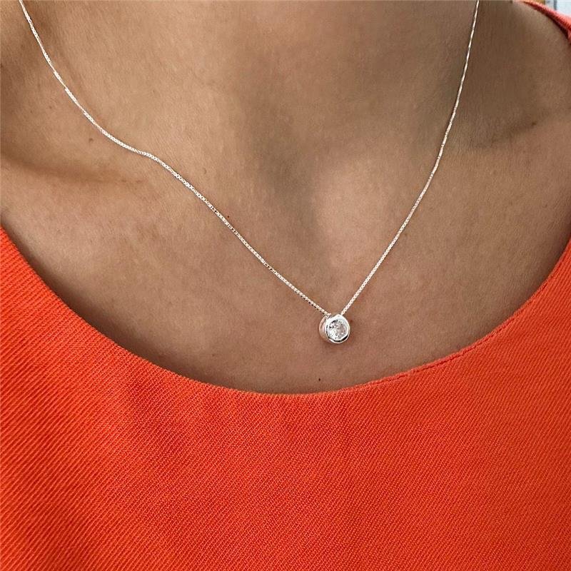 COLAR PONTO DE LUZ REDONDO GALERIA PRATA 925