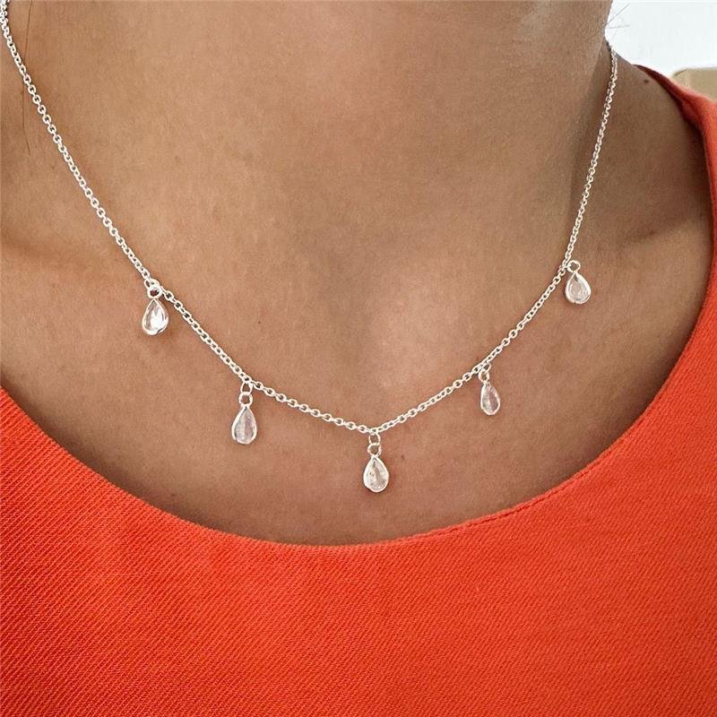 COLAR GOTAS PONTO DE LUZ PRATA 925