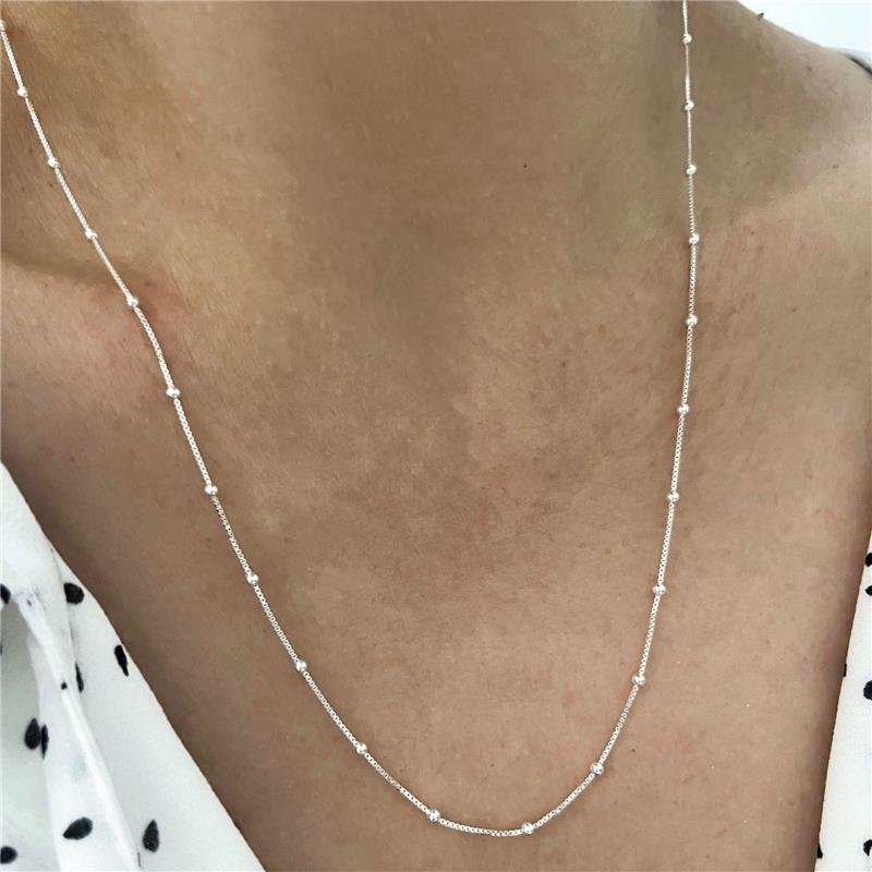 COLAR VENEZIANA BOLINHAS V12 50 CM PRATA 925