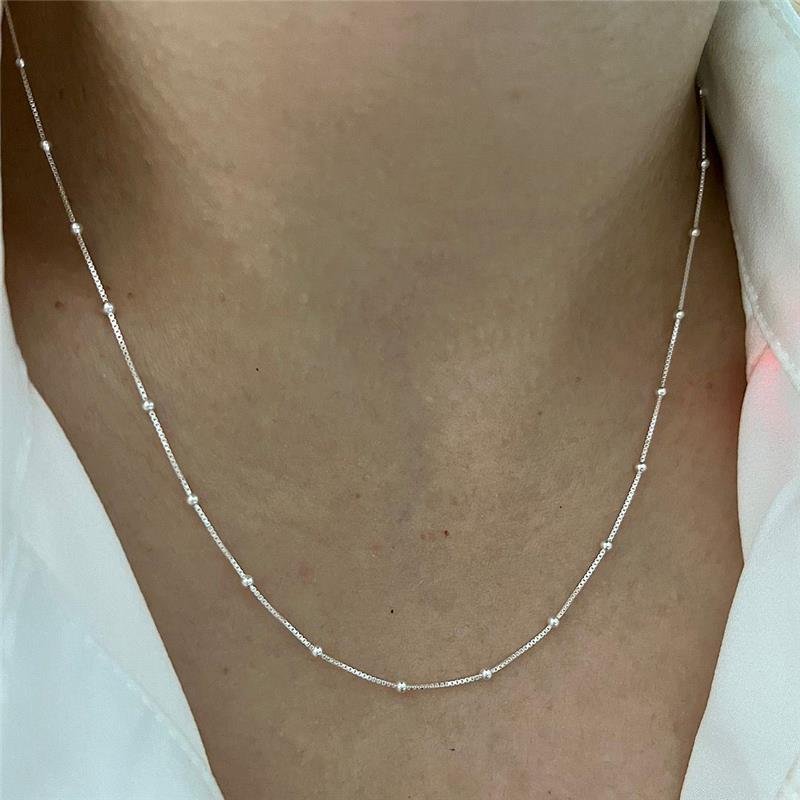 COLAR BOLINHAS 2,5MM V15 45CM PRATA 925