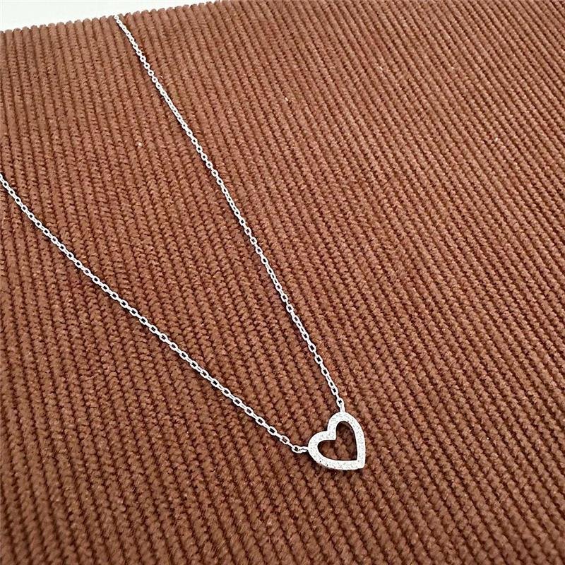 COLAR CORAÇÃO CRAVEJADO PRATA 925