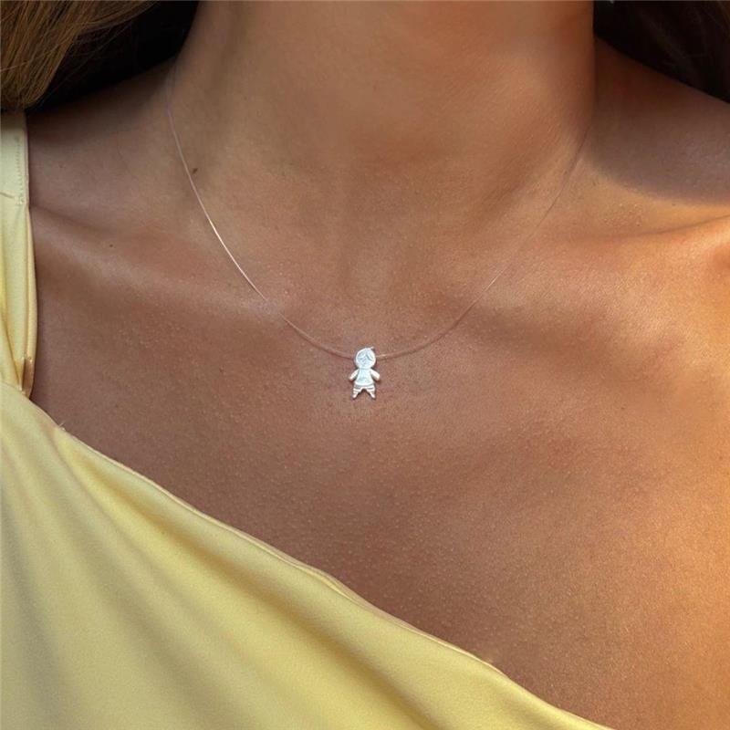 COLAR MENINO MADREPÉROLA PRATA 925 COM FIO SILICONE 45CM