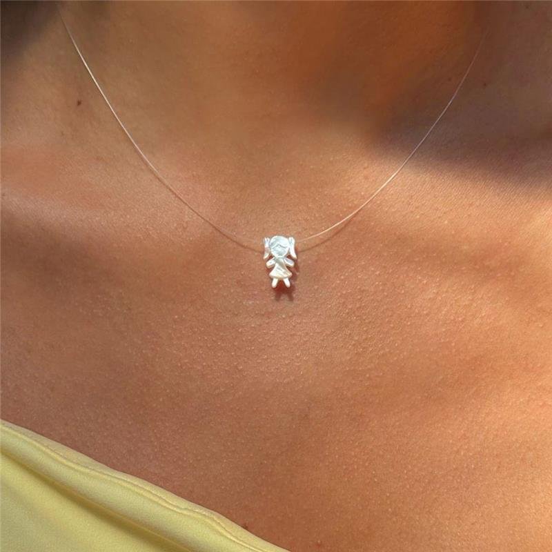 COLAR MENINA MADREPÉROLA PRATA 925 COM FIO DE SILICONE