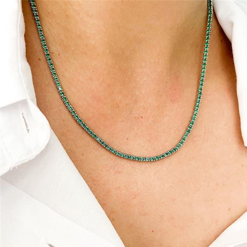 COLAR RIVIERA ZIRCÔNIA VERDE PRATA 925
