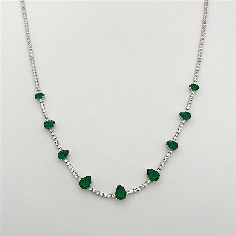 COLAR RIVIERA COM PEDRAS GOTA VERDE PRATA 925