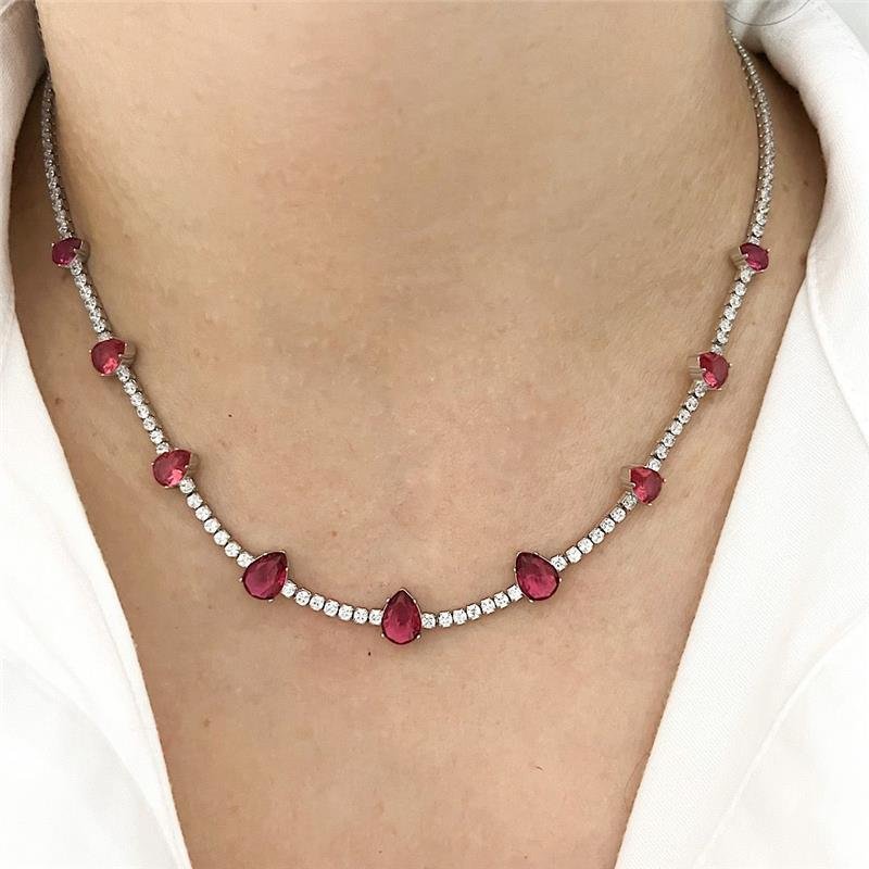 COLAR RIVIERA CRISTAL COM PEDRAS GOTA VERM