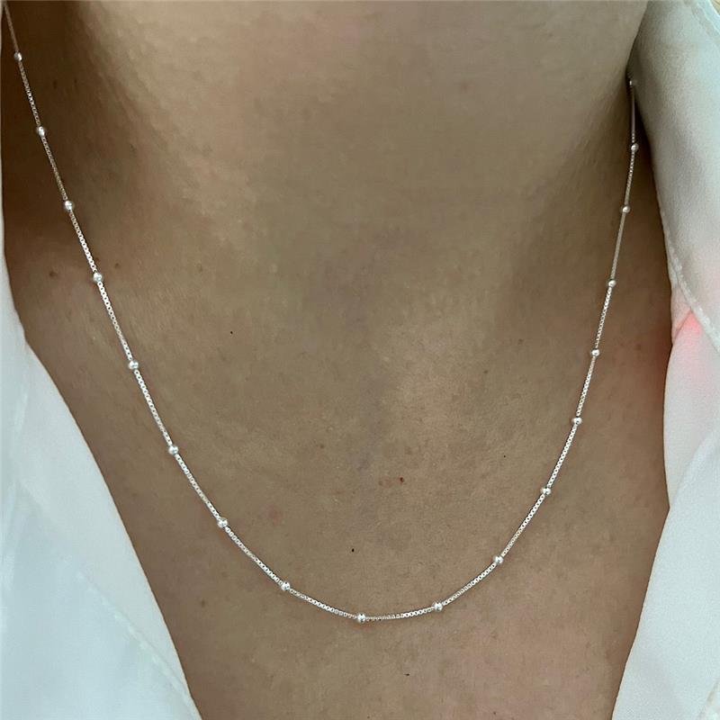 COLAR BOLINHAS VENEZIANA V12 45CM PRATA 925