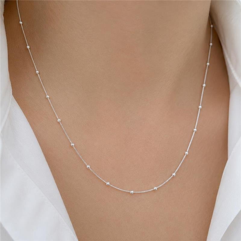 COLAR BOLINHAS VENEZIANA V12 45CM PRATA 925