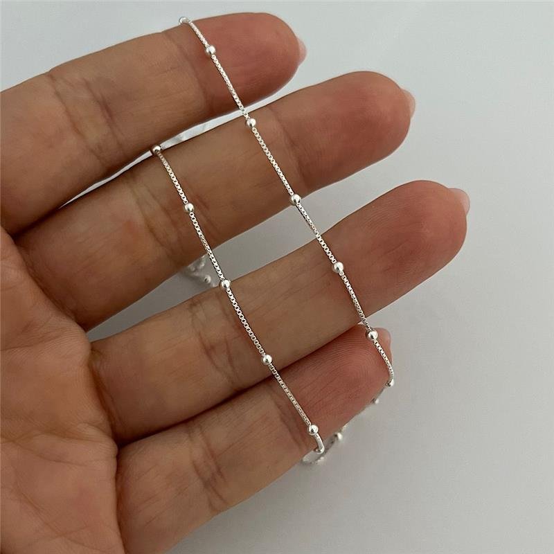 COLAR BOLINHAS VENEZIANA V12 45CM PRATA 925