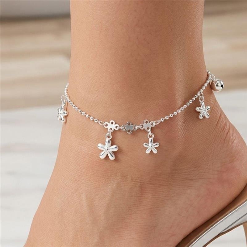 TORNOZELEIRA FLOR PRATA 925