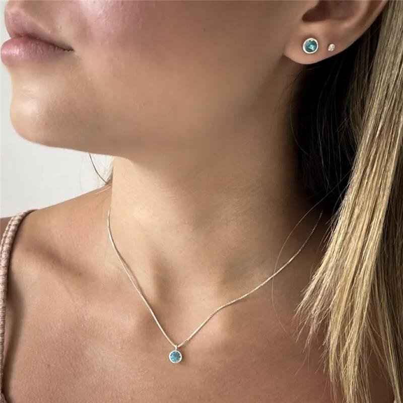 CONJUNTO CORAÇÃO AZUL TIFFANY PRATA 925