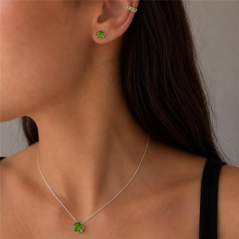 CONJUNTO ZIRCÔNIA P. LUZ VERDE 10MM CX ALTA PRATA 925