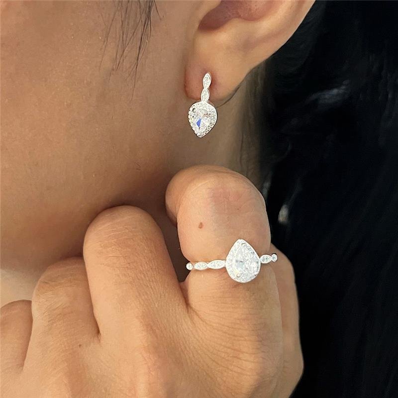 CONJUNTO 3 PEÇAS GOTA CRAVEJADO PRATA 925