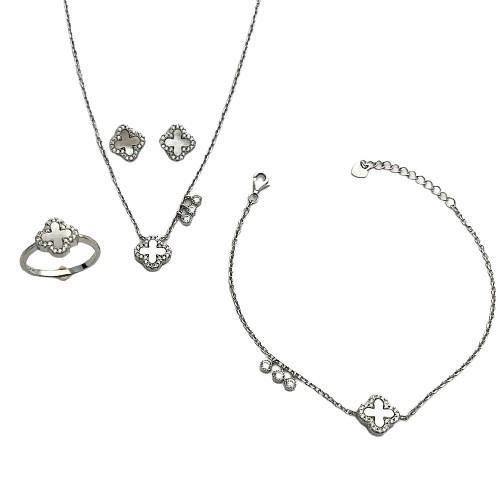 CONJUNTO INSPIRAÇÃO MADREPEROLA PRATA 925