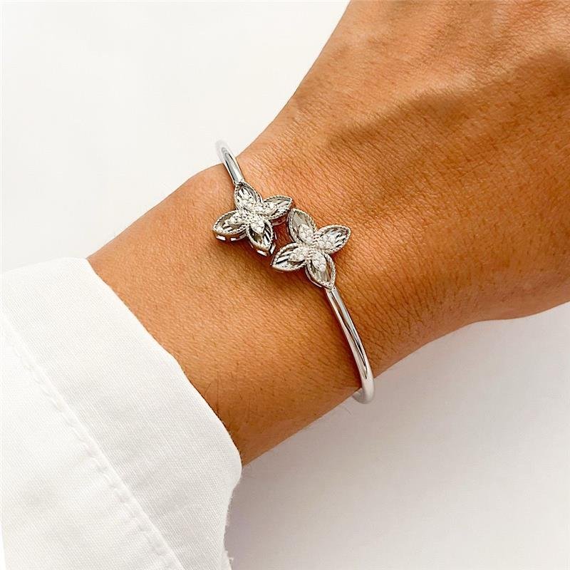 CONJUNTO BORBOLETA BRACELETE E ANEL PRATA 925