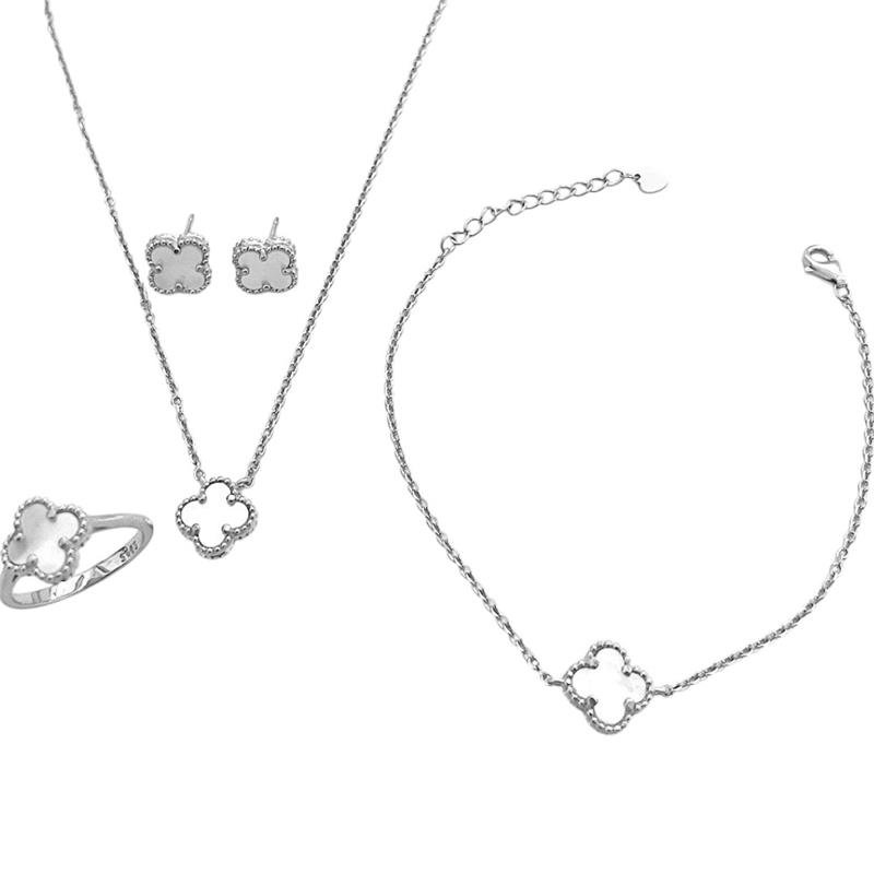 CONJUNTO VANCLEEF MADREPEROLA 4 PEÇAS PRATA 925