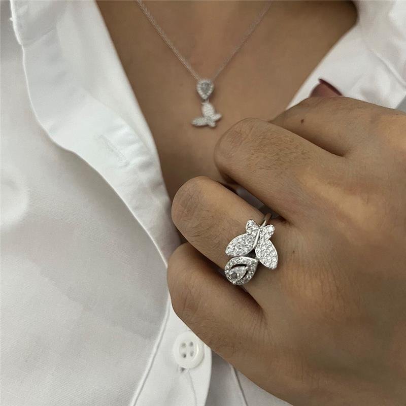 CONJUNTO BORBOLETA CRISTAL PRATA 925