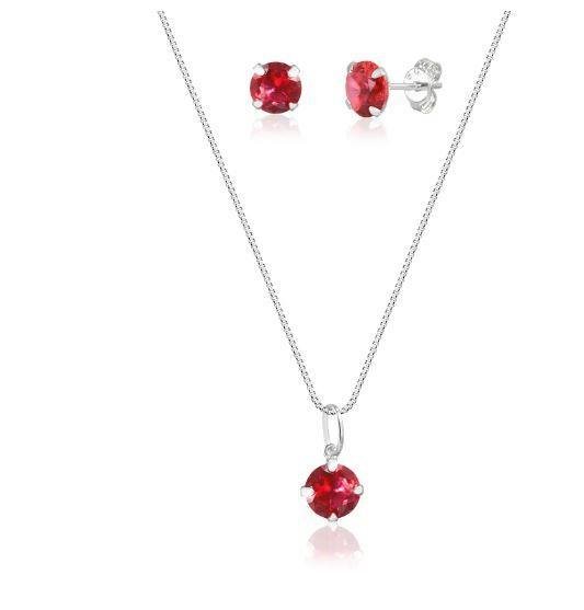 CONJUNTO PONTO DE LUZ VERMELHO 5MM 40CM PRATA 925