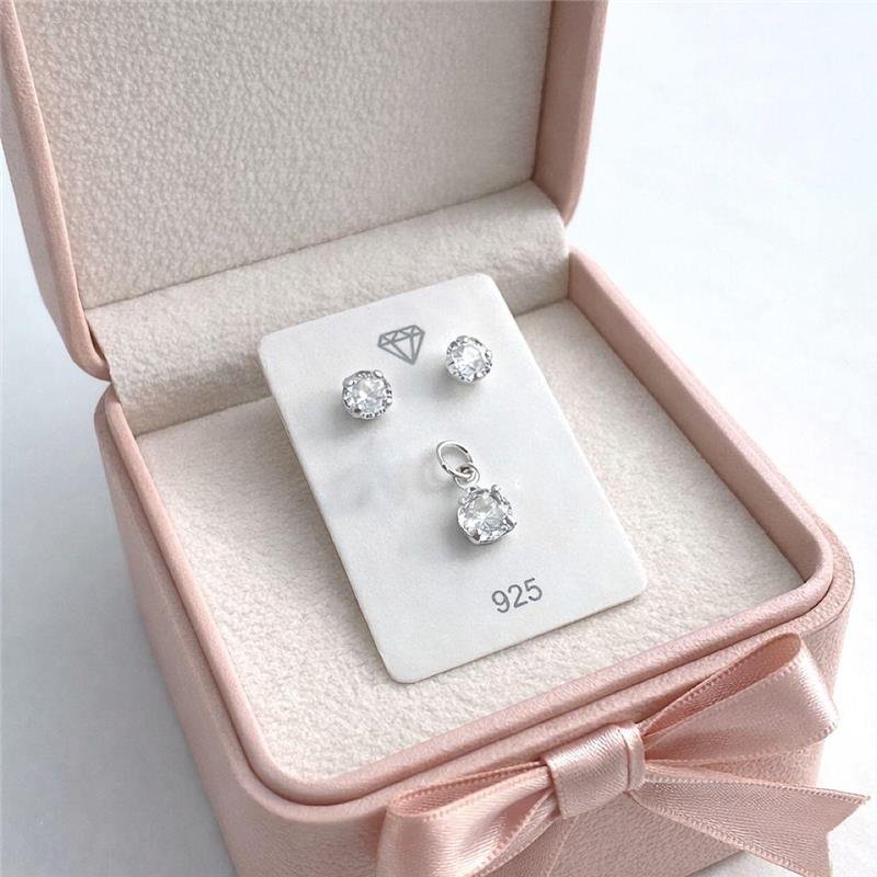 CONJUNTO BRINCO E PINGENTE PONTO DE LUZ 5MM PRATA 925