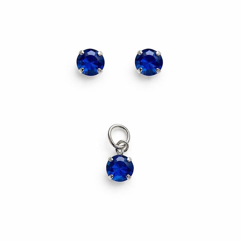 CONJUNTO ZIRCÔNIAS AZUL SAFIRA 5MM PRATA 925