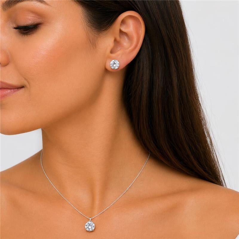 CONJUNTO PONTO LUZ 10MM PRATA 925