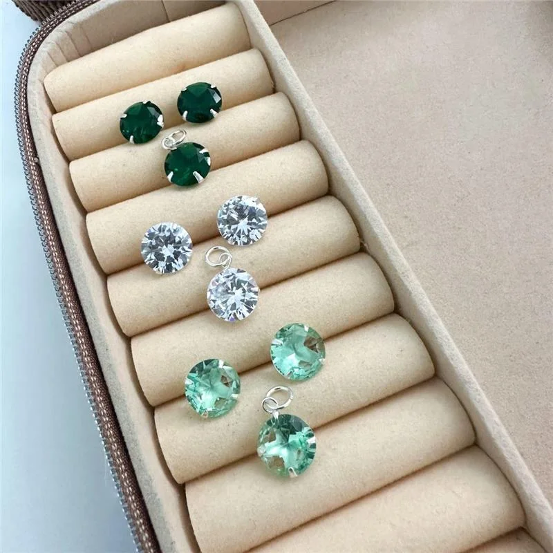 CONJUNTO ZIRCONIAS VERDE ESMERALDA 10MM PRATA 925