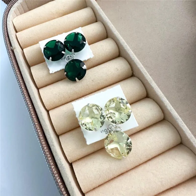 CONJUNTO ZIRCÔNIAS CITRINO 12MM PRATA 925