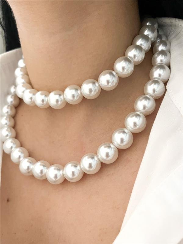 COLAR PÉROLA MURANO 12MM 80CM PRATA 925