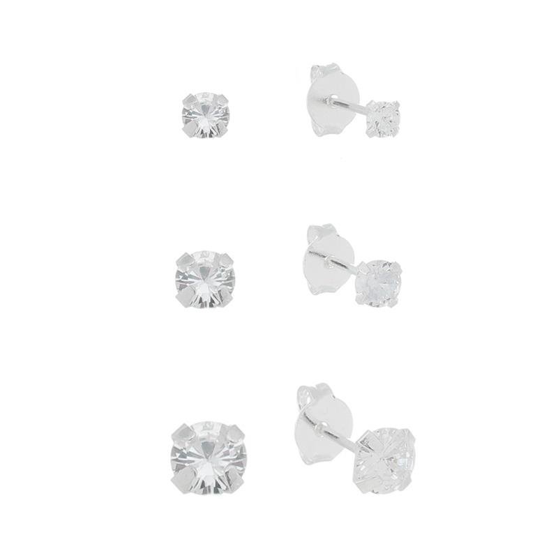 BRINCO TRIO PONTO DE LUZ REDONDO PRATA 925(3,4,5MM)
