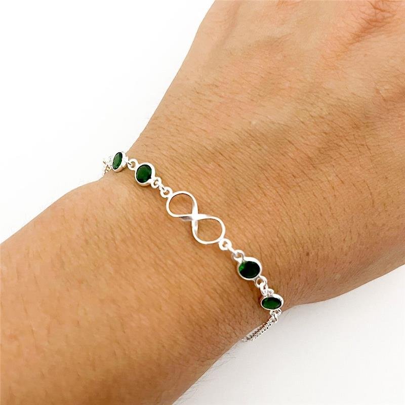 PULSEIRA INFINITO ZIRCÔNIAS VERDE PRATA 925