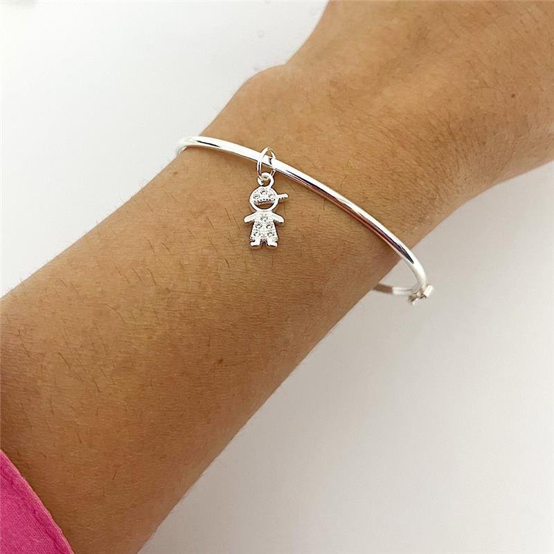 PINGENTE MENINO CRAVEJADO PRATA 925