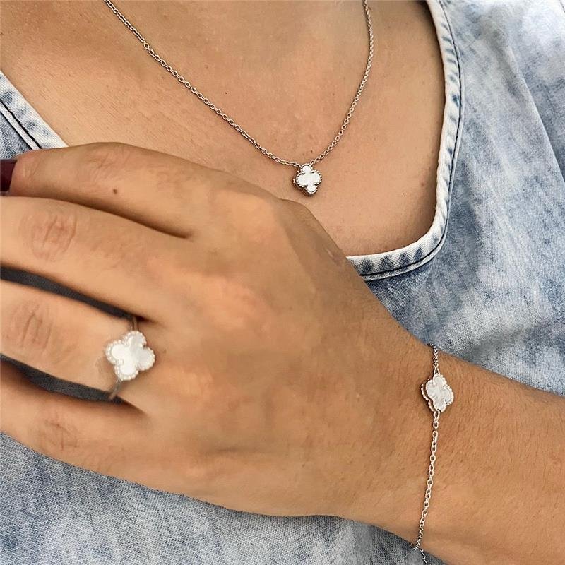 CONJUNTO VANCLEEF MADREPEROLA 4 PEÇAS PRATA 925