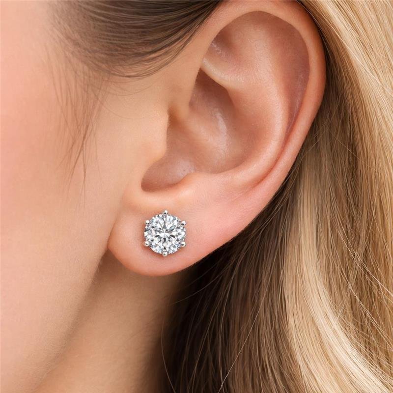 BRINCO PONTO DE LUZ MOISSANITE 5MM 6 GARRAS PRATA 925